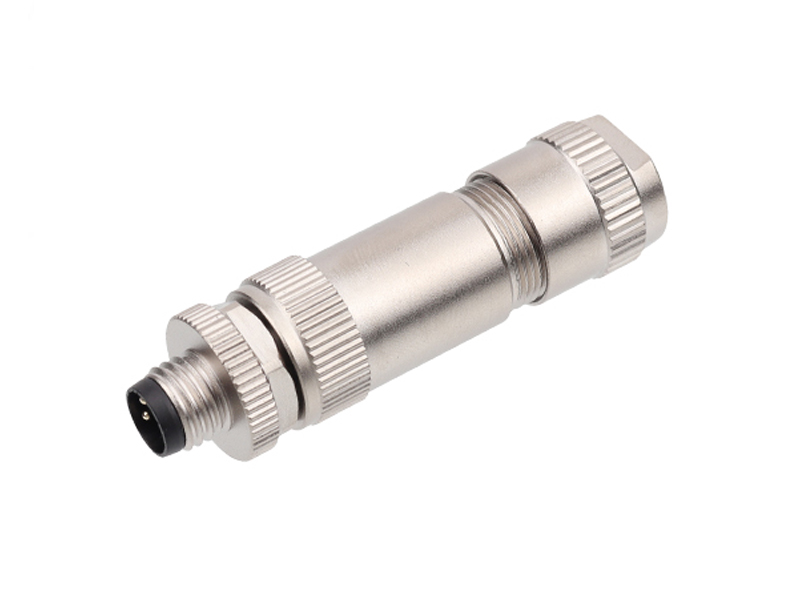 METAL SHIELD M8 CONNECTOR PLUG FIELD INSTALLATION 4PIN MALE SCREW TERMINATION STRAIGHT