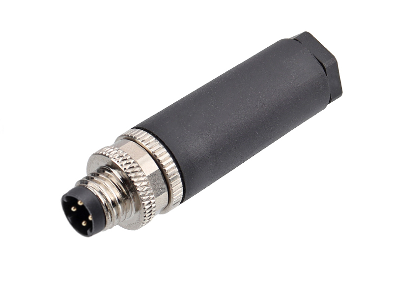 D CODE M8 CONNECTOR PLUG FIELD INSTALLATION 4PIN MALE SOLDER PINS STRAIGHT